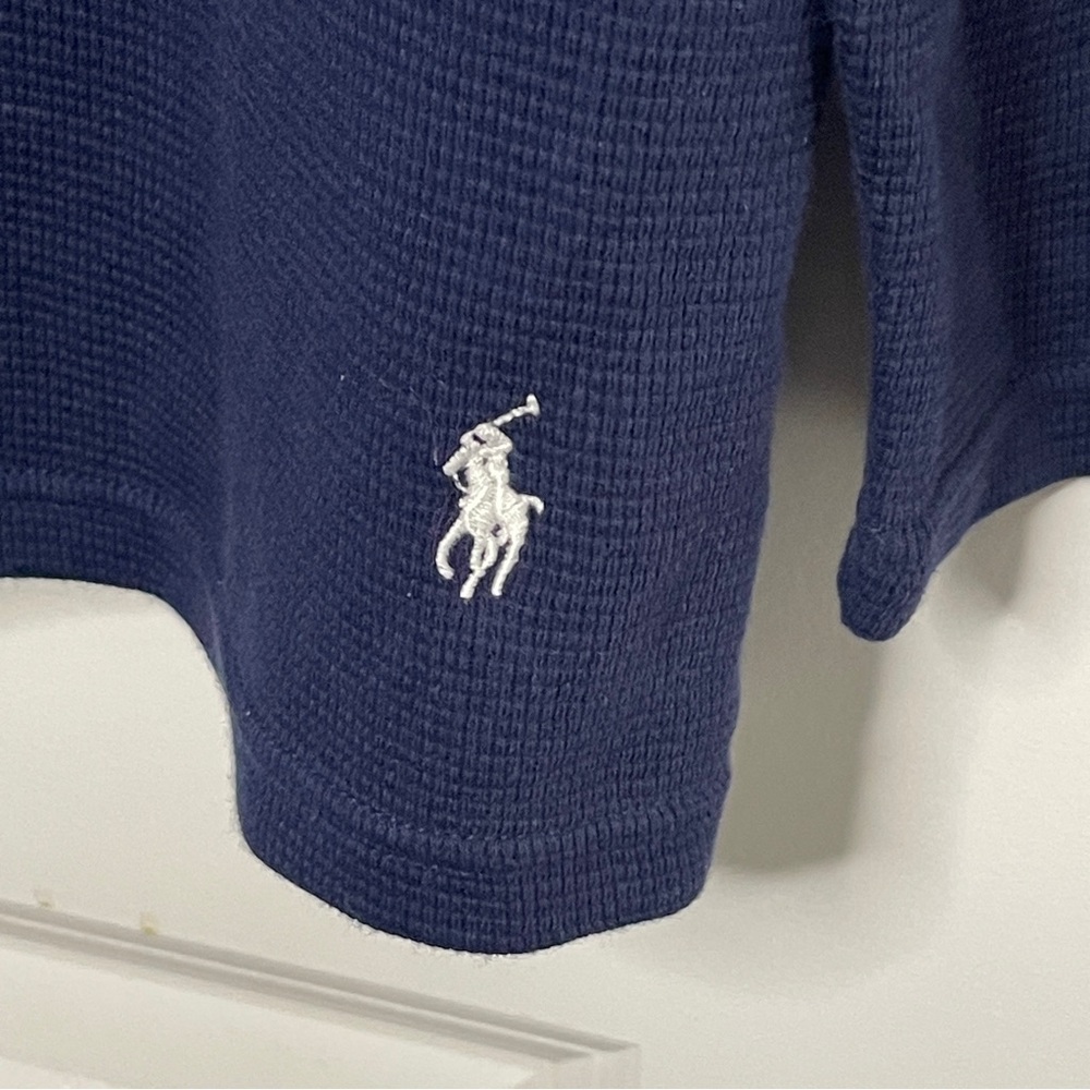 Polo Ralph Lauren Size 2XL XXL Waffle Hoodie Navy Blue Slim Fit 100% Cotton Men - Picture 3 of 6